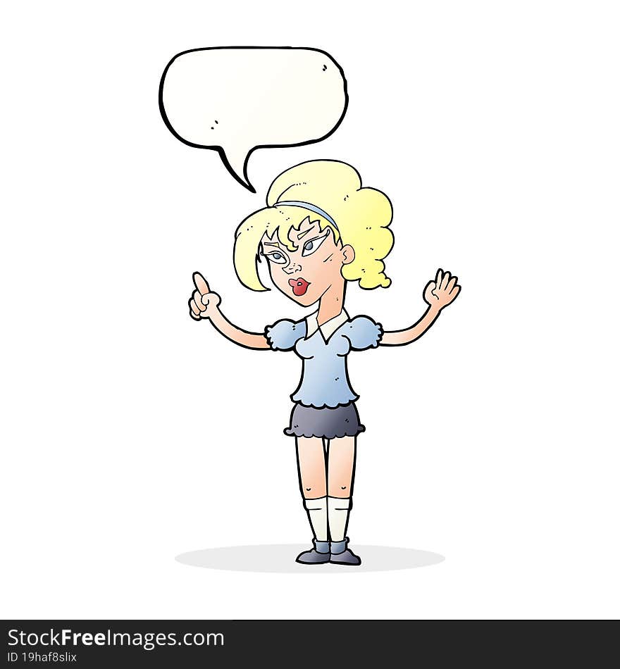 cartoon woman with idea with speech bubble