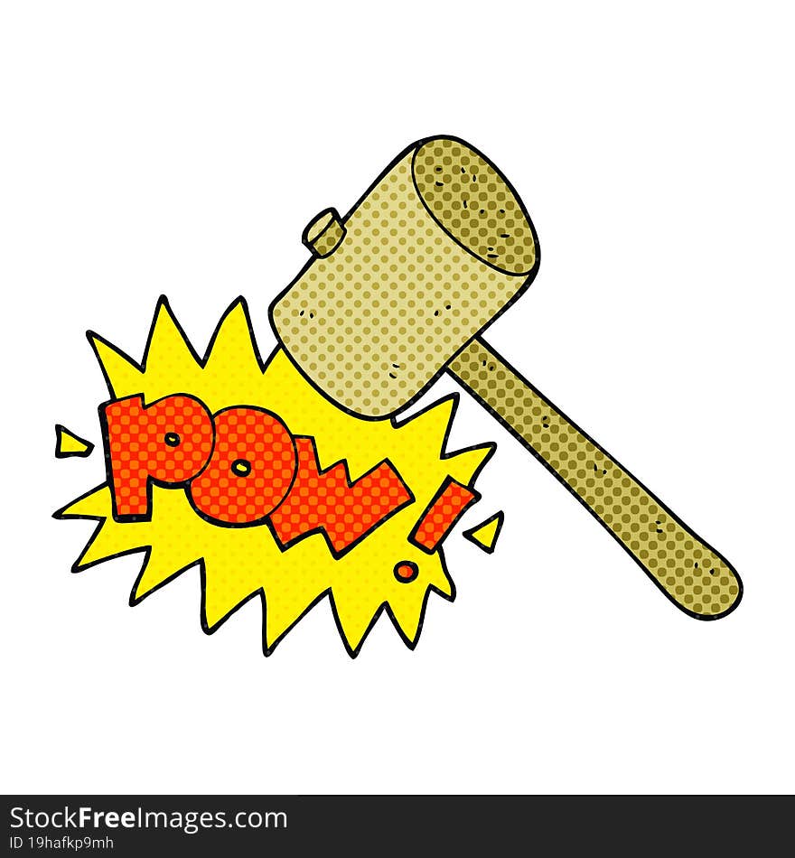 comic book style cartoon wooden mallet