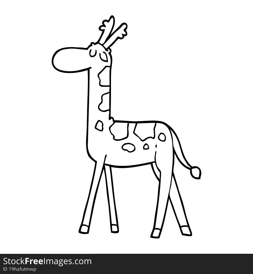 line drawing cartoon walking giraffe