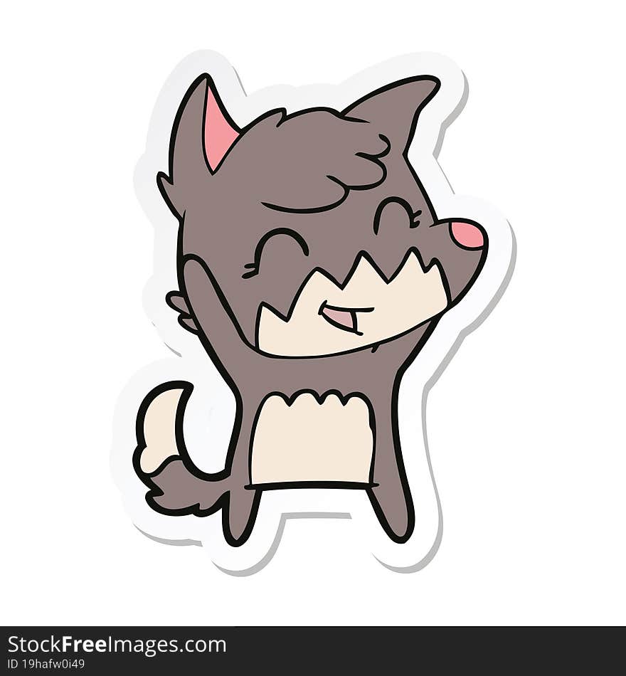 sticker of a happy cartoon fox