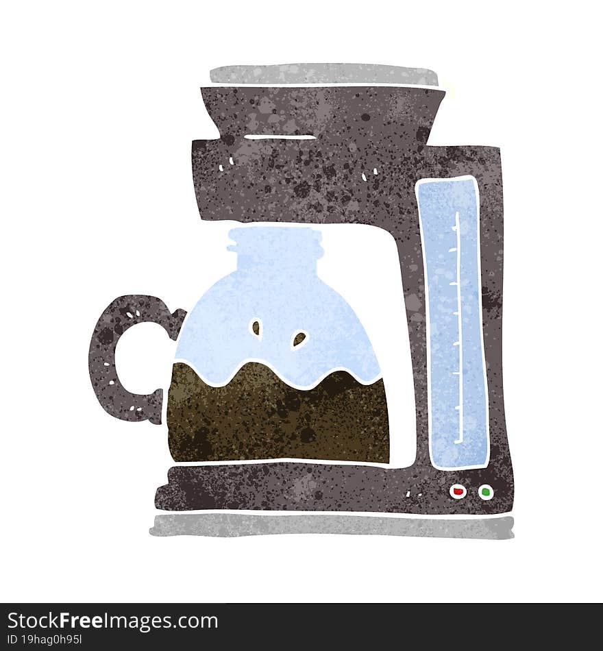 freehand retro cartoon coffee filter machine