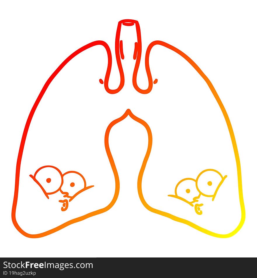 Warm Gradient Line Drawing Cartoon Lungs