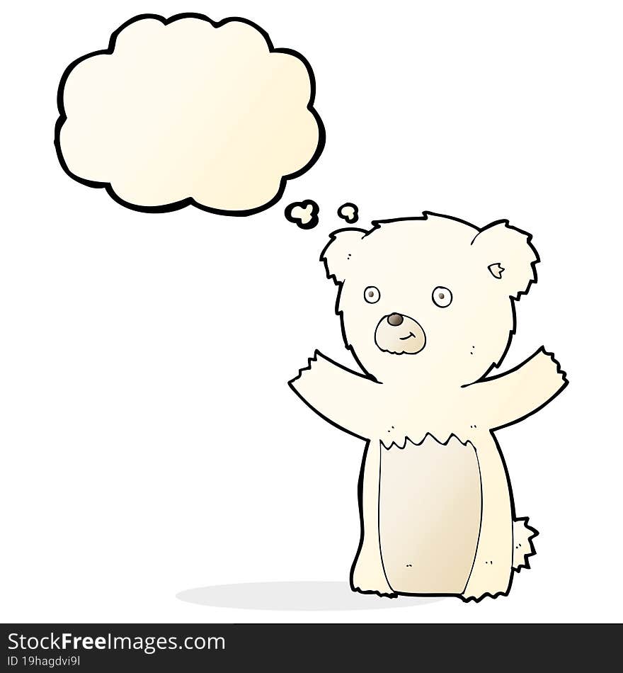 cartoon polar bear cub with thought bubble