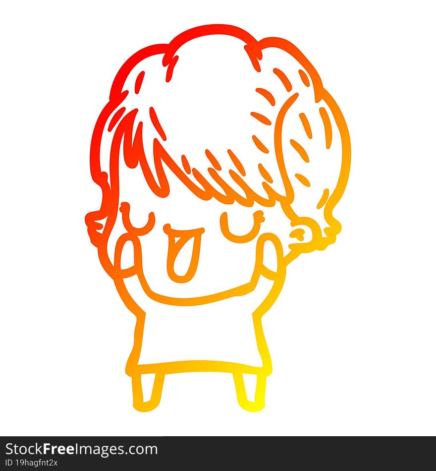 warm gradient line drawing of a cartoon woman talking