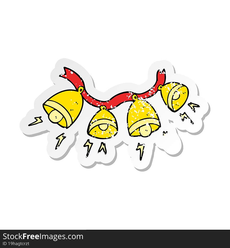 retro distressed sticker of a cartoon jingle bells