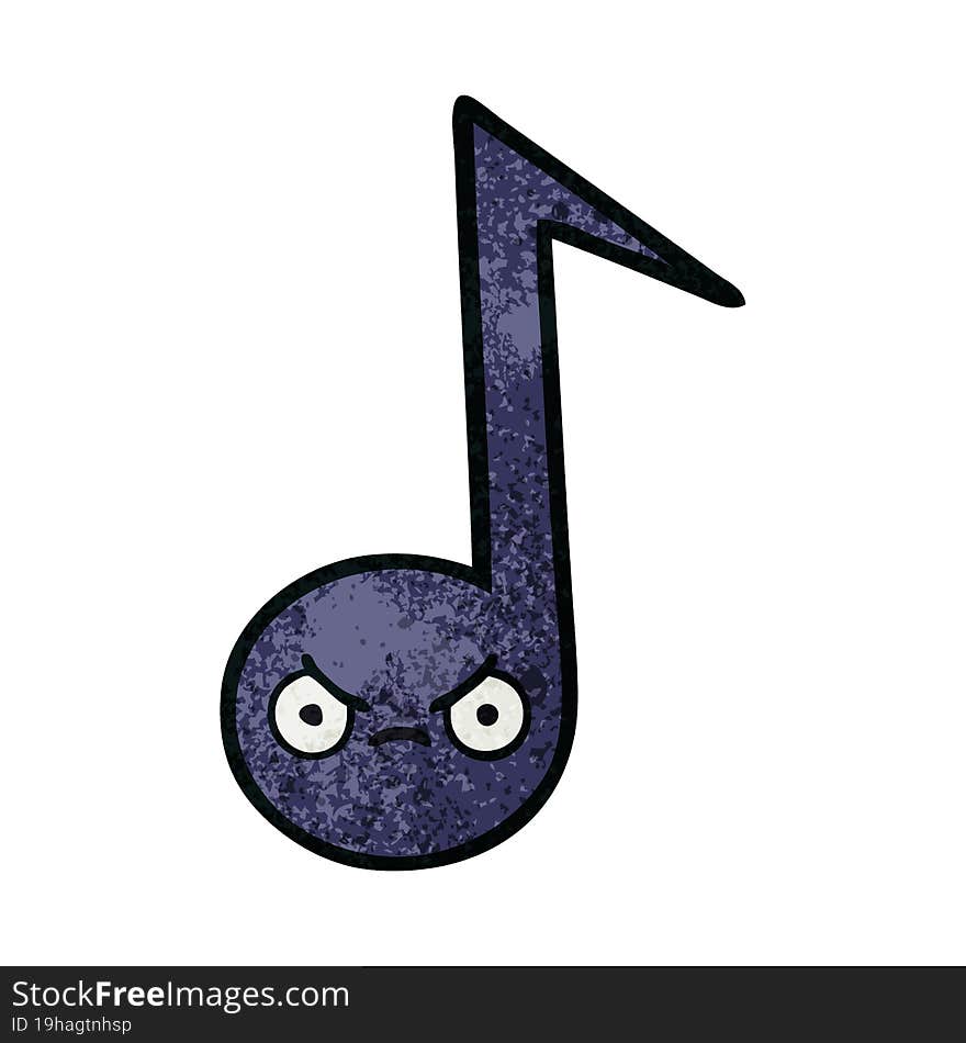 retro grunge texture cartoon of a musical note