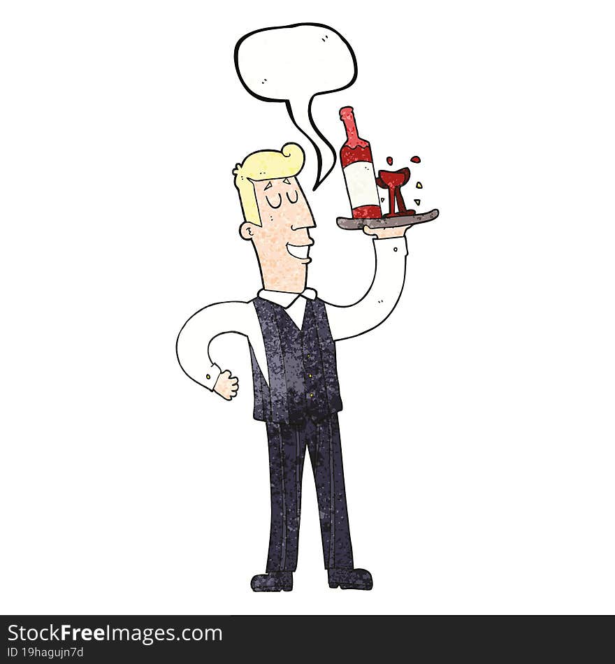 speech bubble textured cartoon waiter