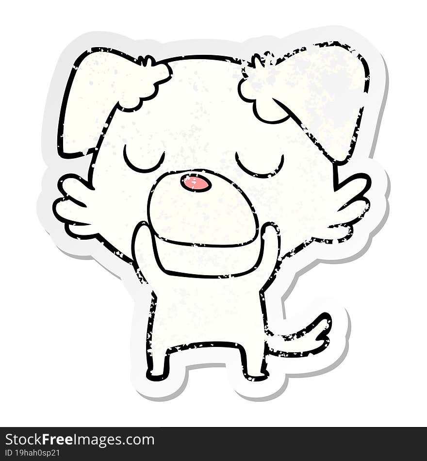 Distressed Sticker Of A Cartoon Dog