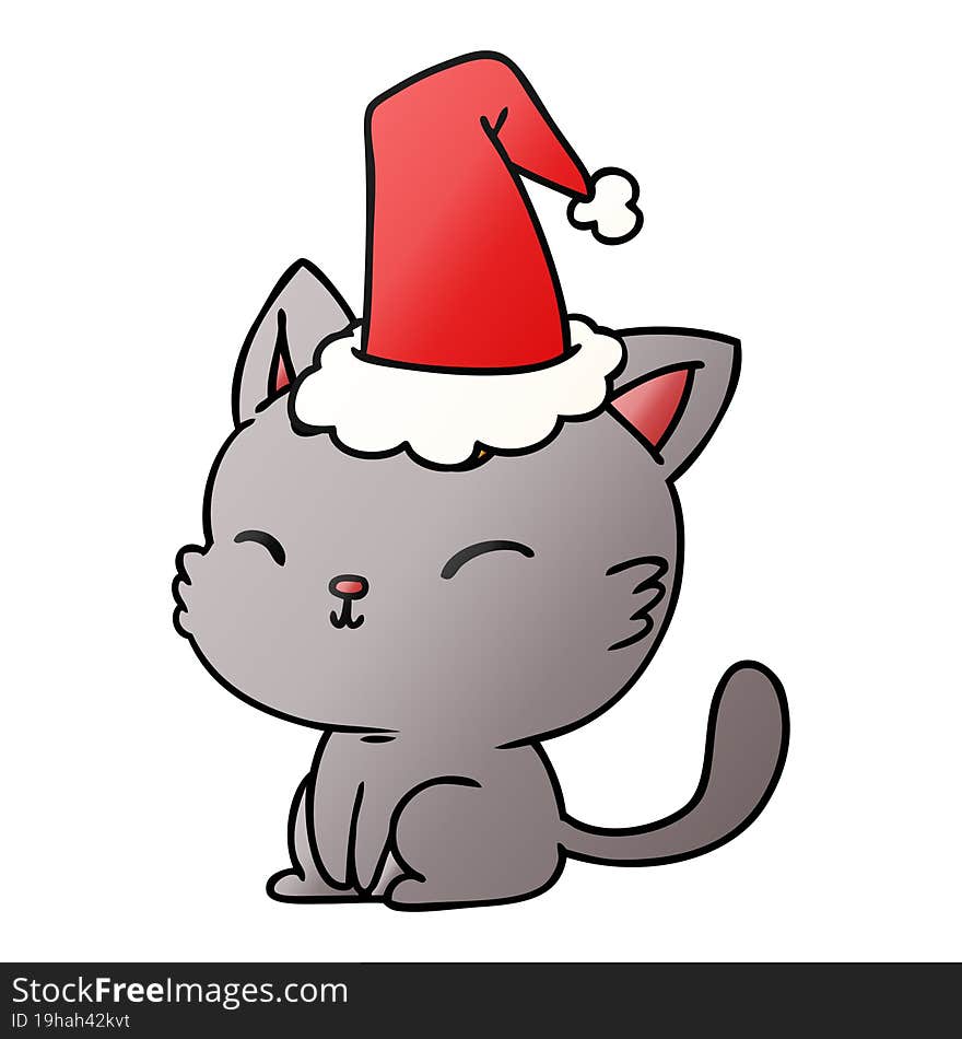 hand drawn christmas gradient cartoon of kawaii cat