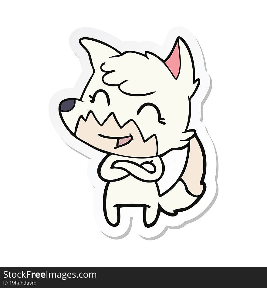 sticker of a happy cartoon fox