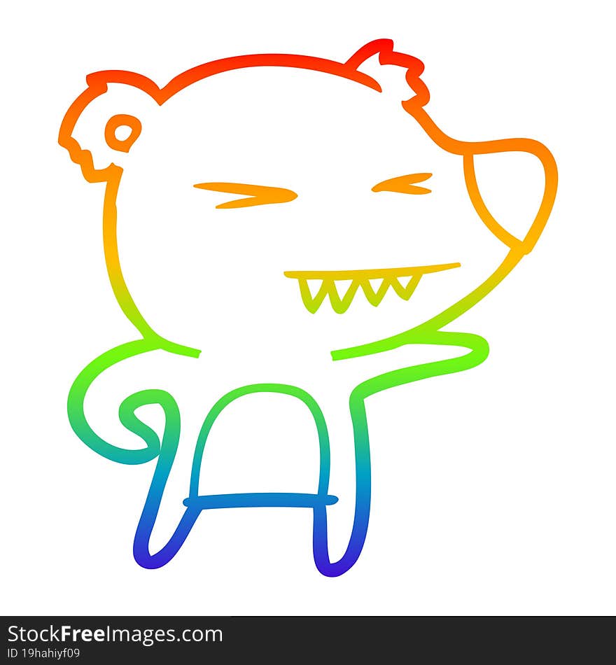 rainbow gradient line drawing angry bear cartoon