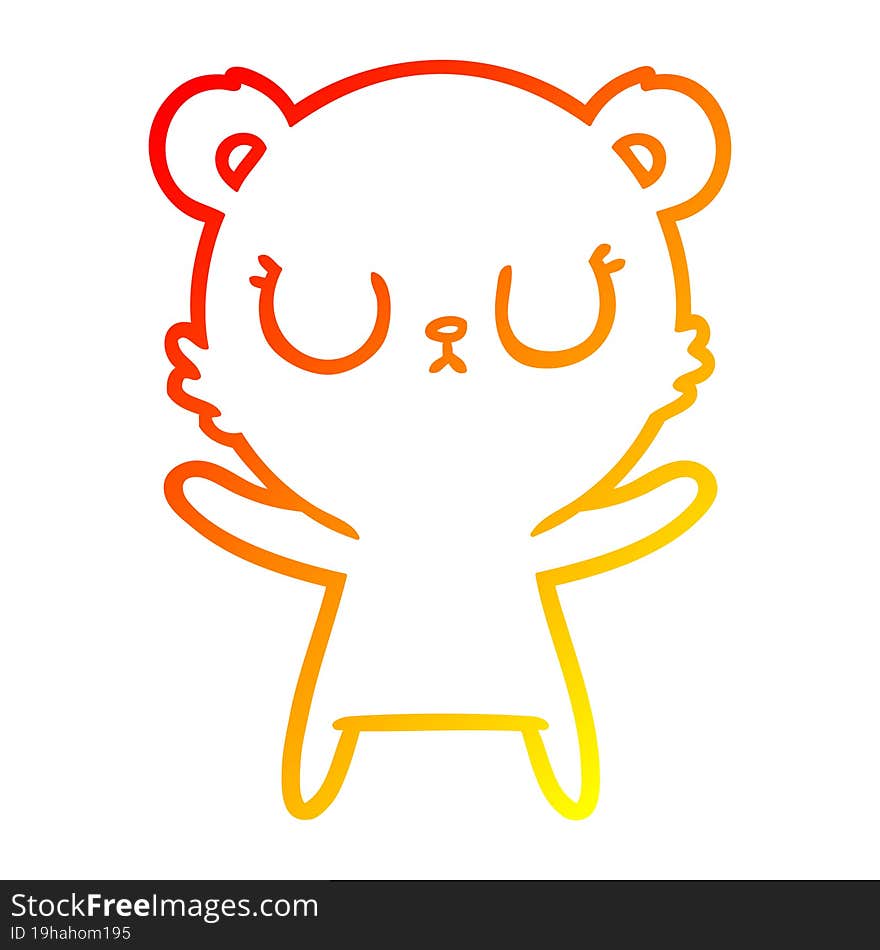 warm gradient line drawing of a peaceful cartoon bear