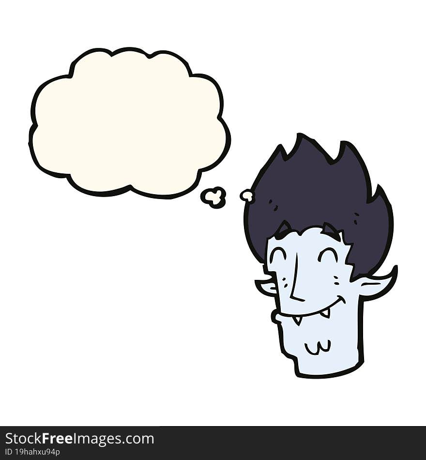 Cartoon Happy Vampire Head With Thought Bubble