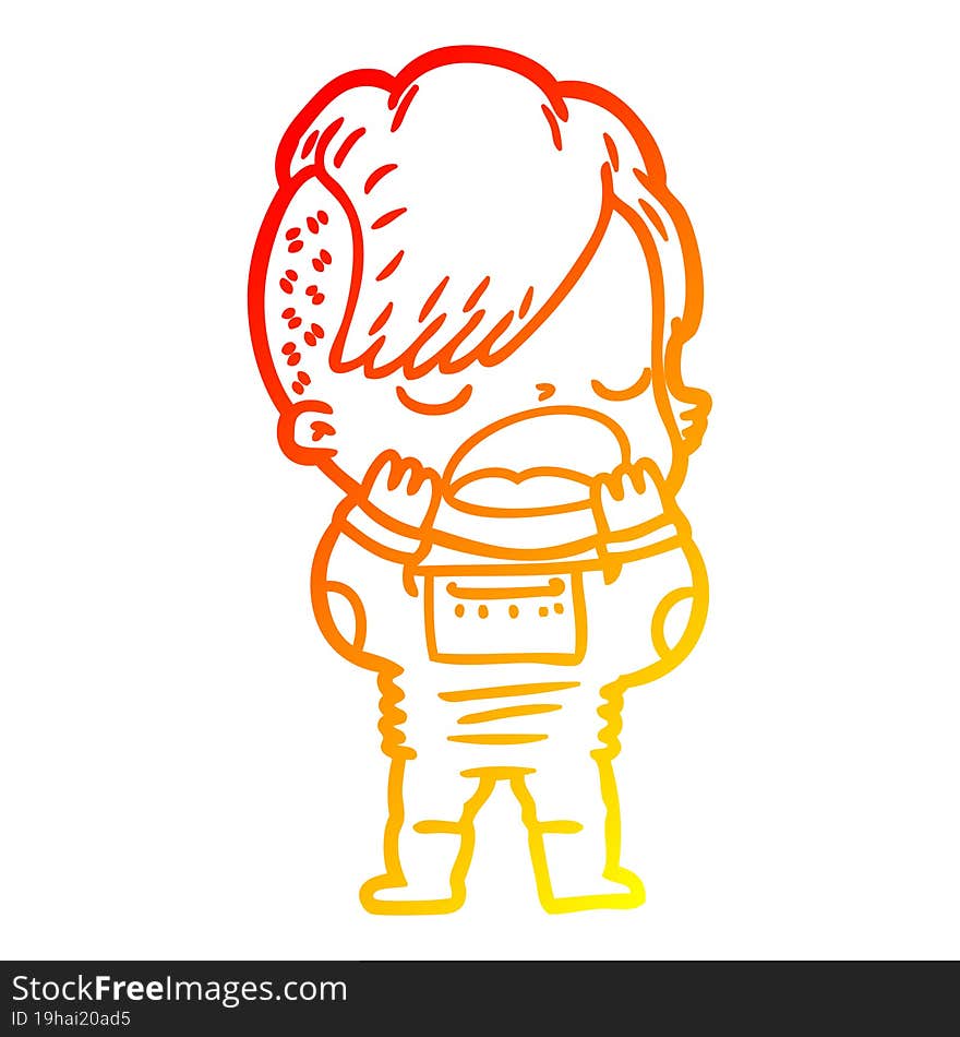 warm gradient line drawing cartoon cool hipster girl in space suit