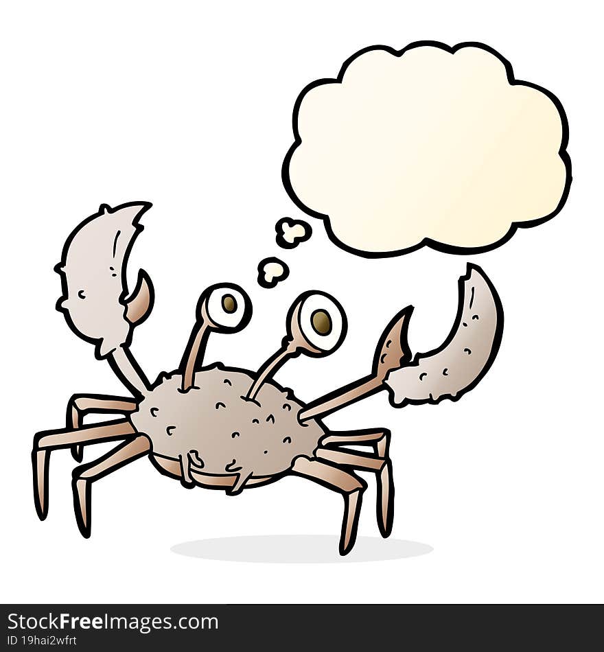 cartoon crab with thought bubble