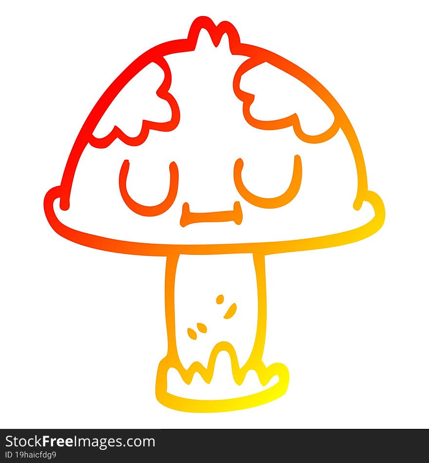 warm gradient line drawing cartoon cute mushroom