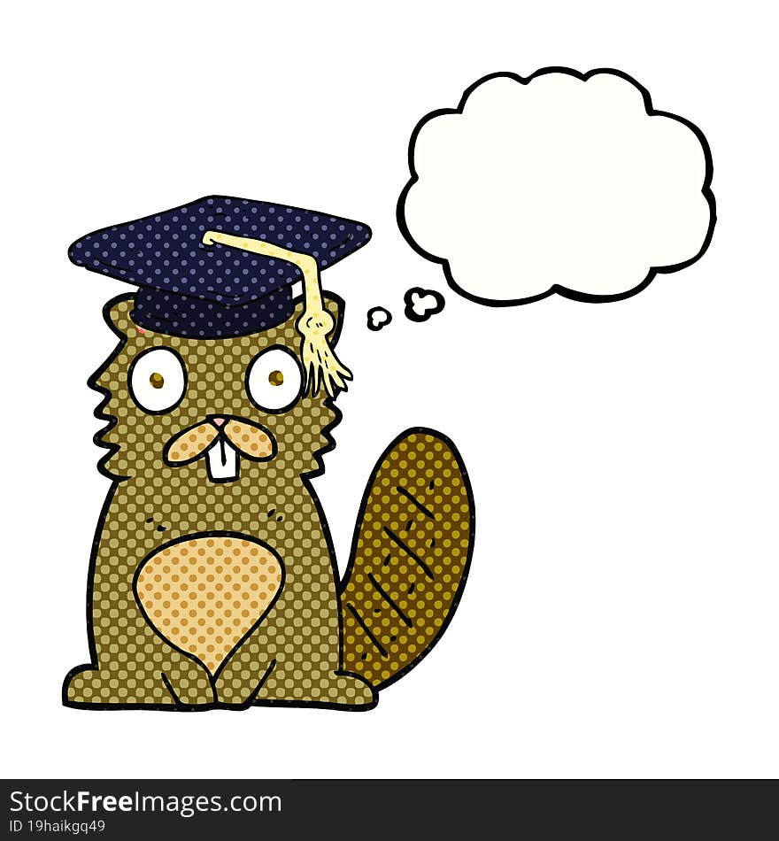 thought bubble cartoon beaver graduate