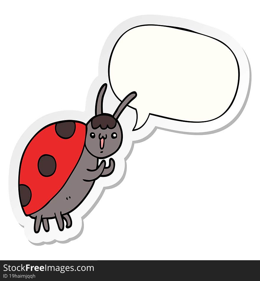 cute cartoon ladybug and speech bubble sticker