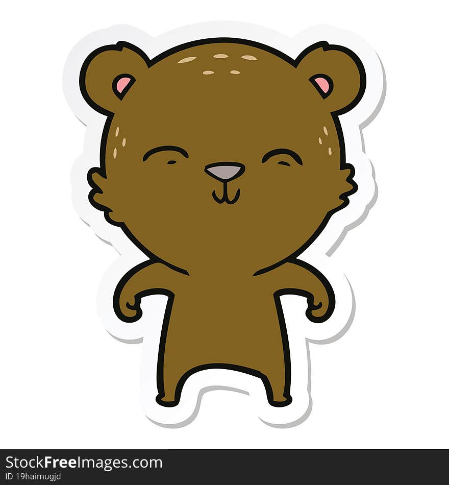 Sticker Of A Happy Cartoon Bear