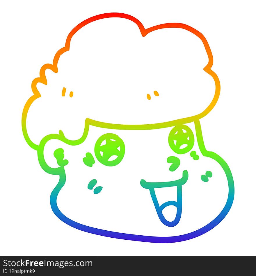 rainbow gradient line drawing of a cartoon boy\'s face