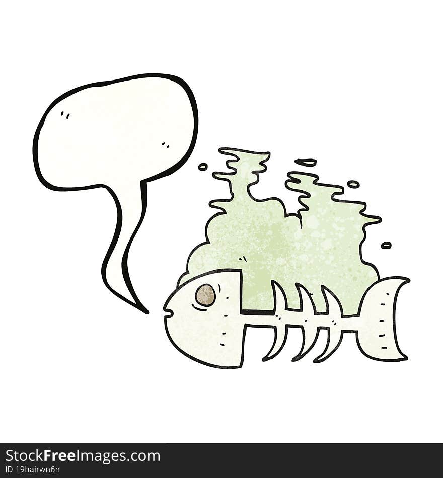 Speech Bubble Textured Cartoon Fish Bones