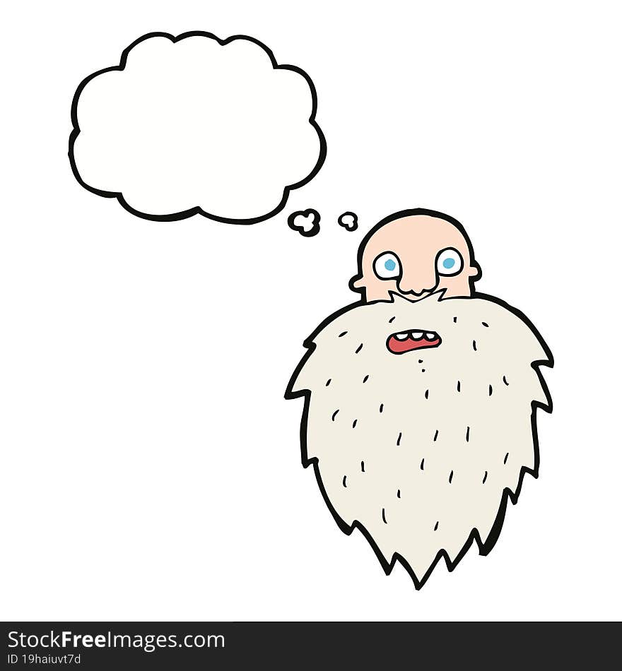 cartoon bearded man with thought bubble