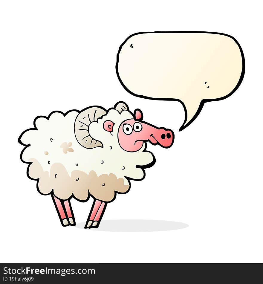 cartoon dirty sheep with speech bubble