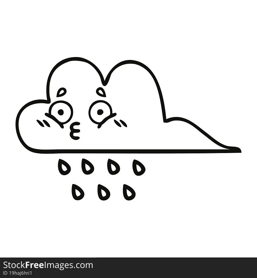 line drawing cartoon storm rain cloud