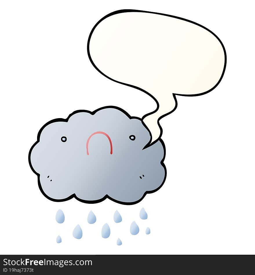 Cute Cartoon Cloud And Speech Bubble In Smooth Gradient Style