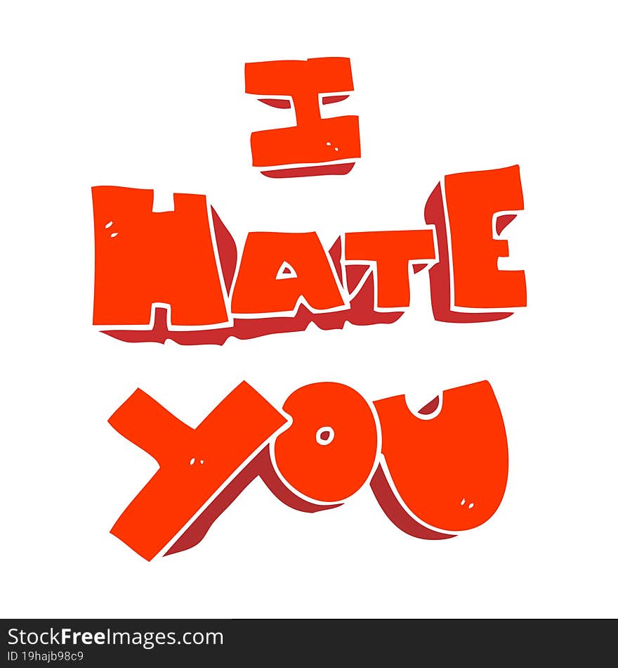 I hate you flat color illustration of a cartoon symbol