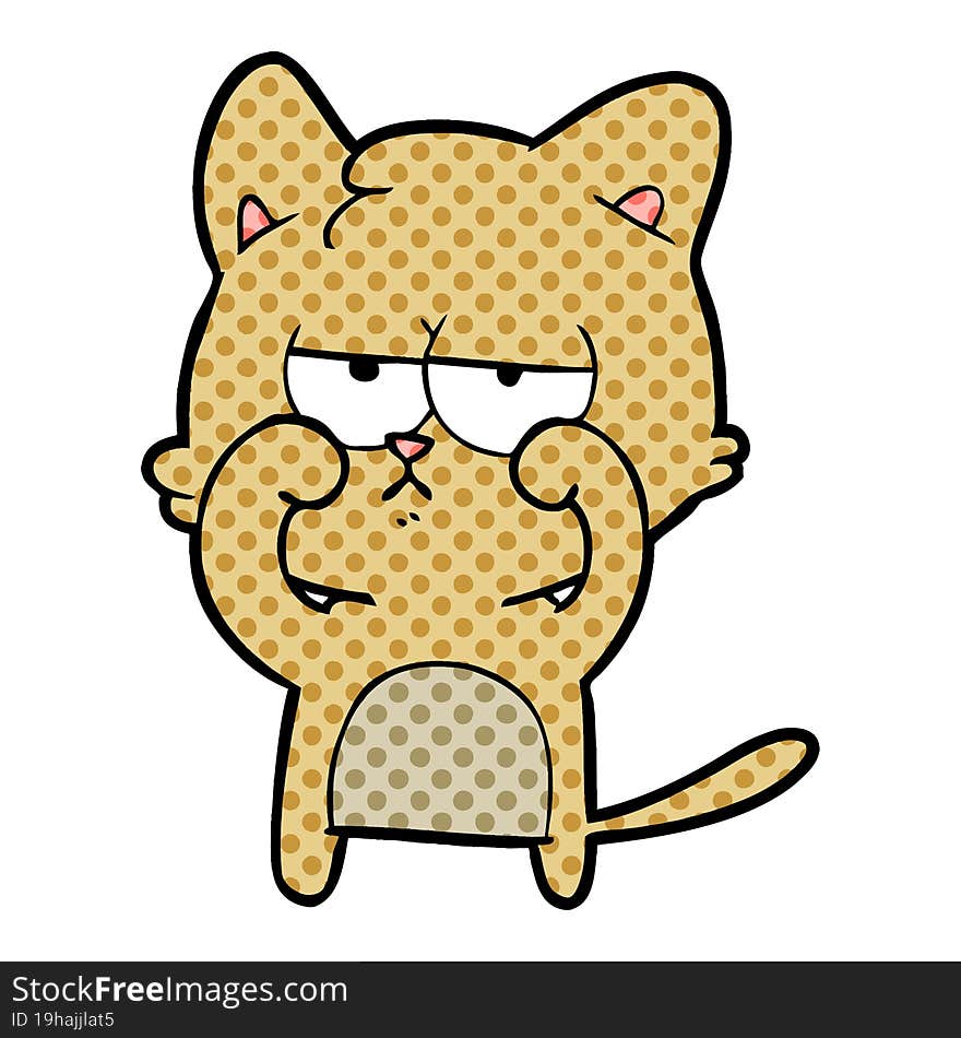 tired cartoon cat rubbing eyes. tired cartoon cat rubbing eyes