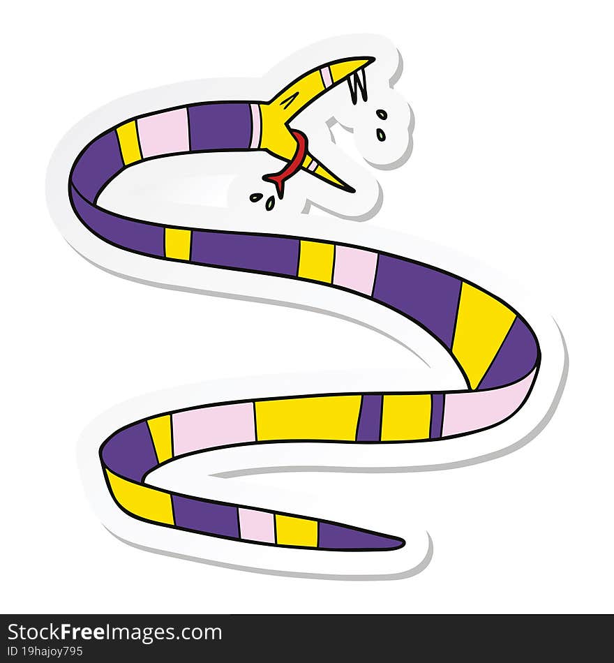 sticker of a cartoon poisonous snake