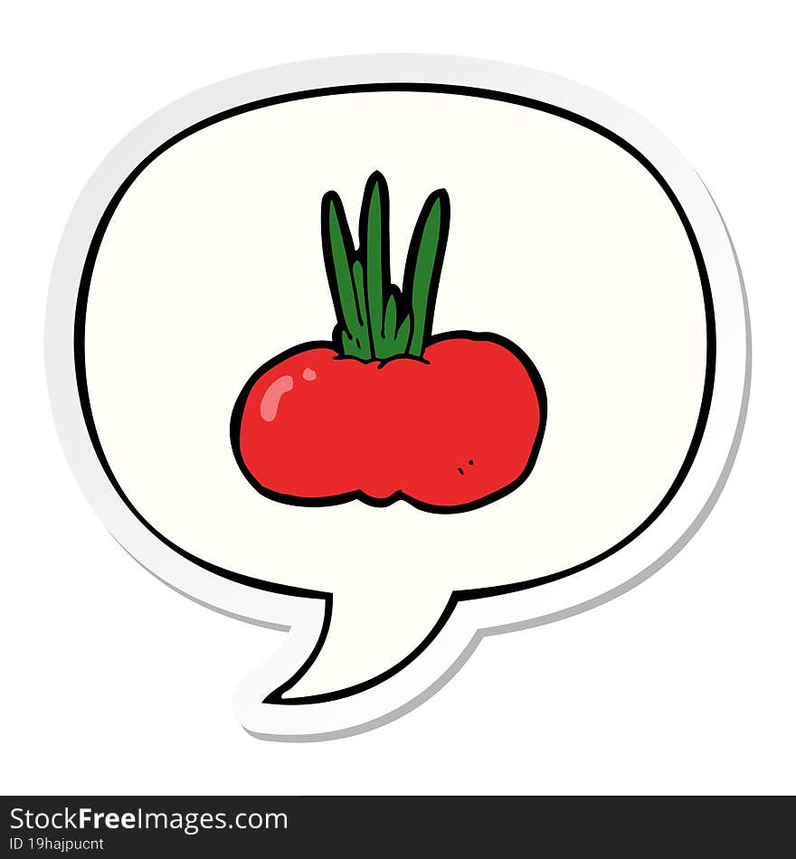 cartoon vegetable and speech bubble sticker