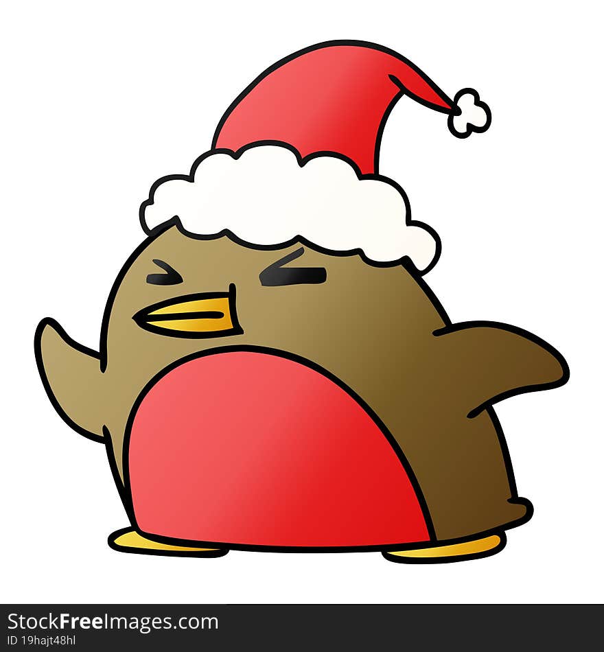 christmas gradient cartoon of kawaii robin