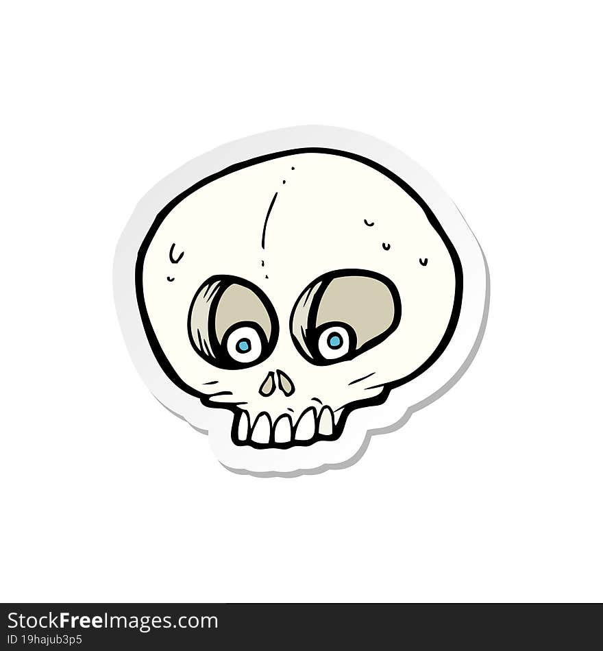 sticker of a cartoon funny skull