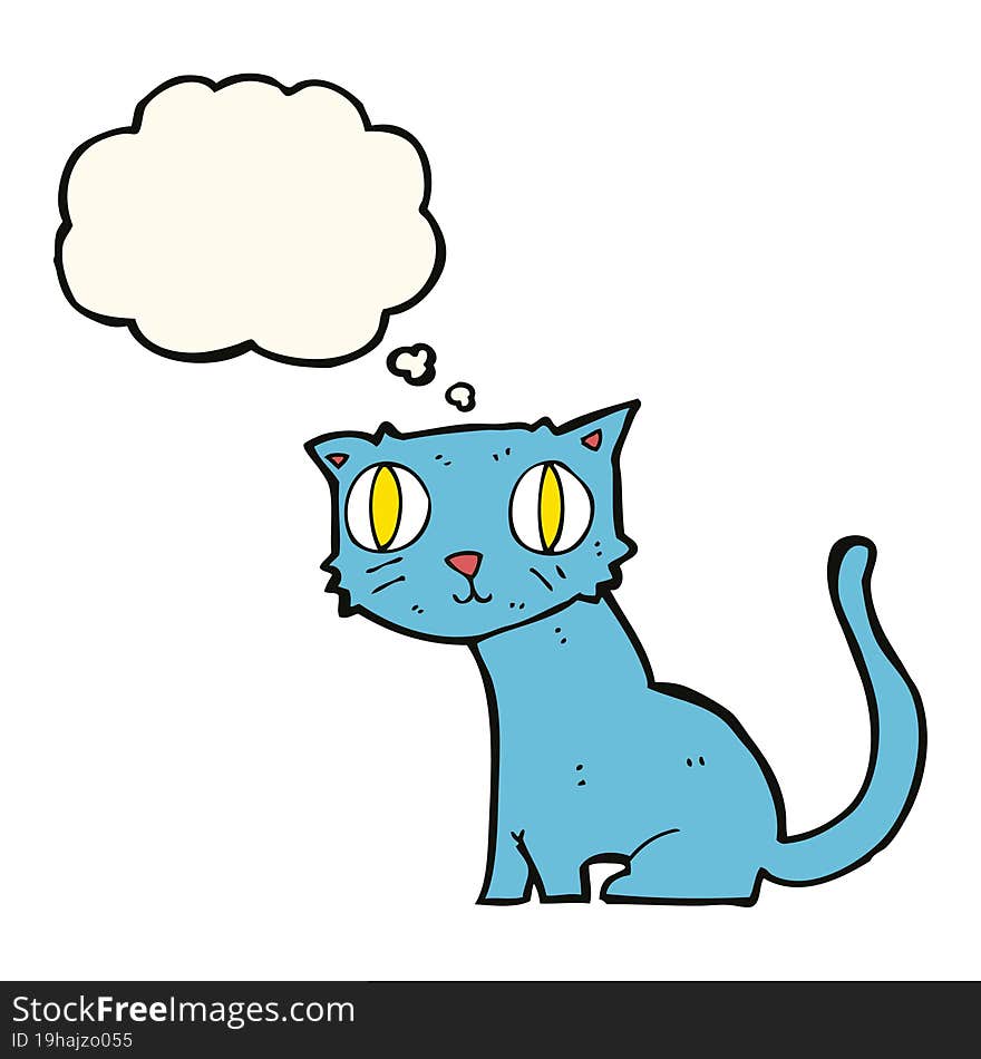 cartoon cat with thought bubble