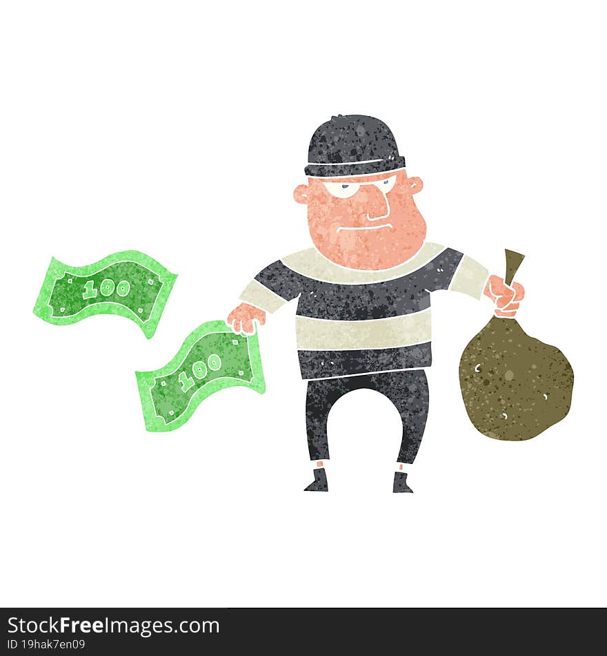 retro cartoon bank robber