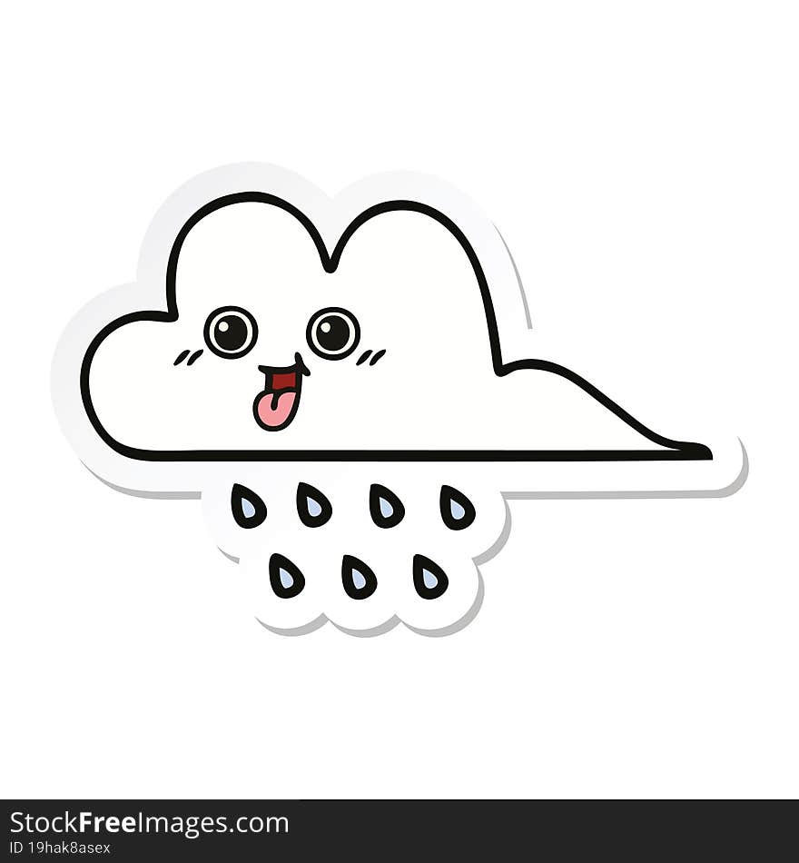 Sticker Of A Cute Cartoon Rain Cloud