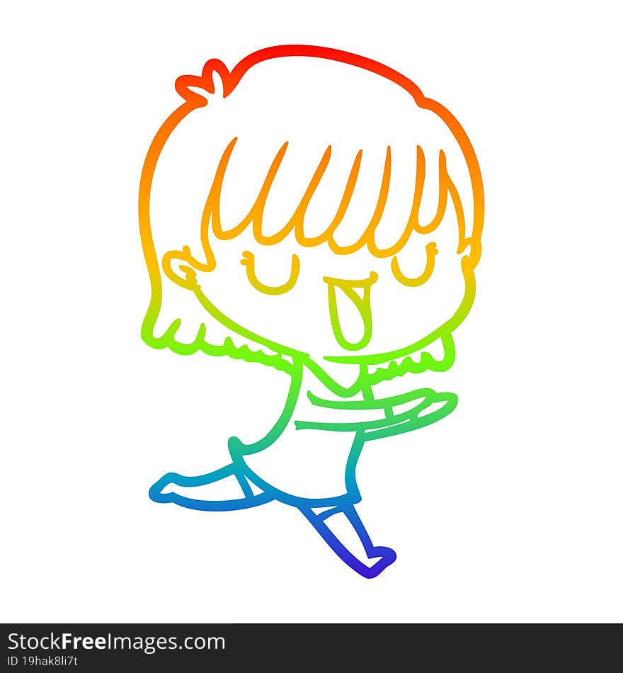 rainbow gradient line drawing of a cartoon woman