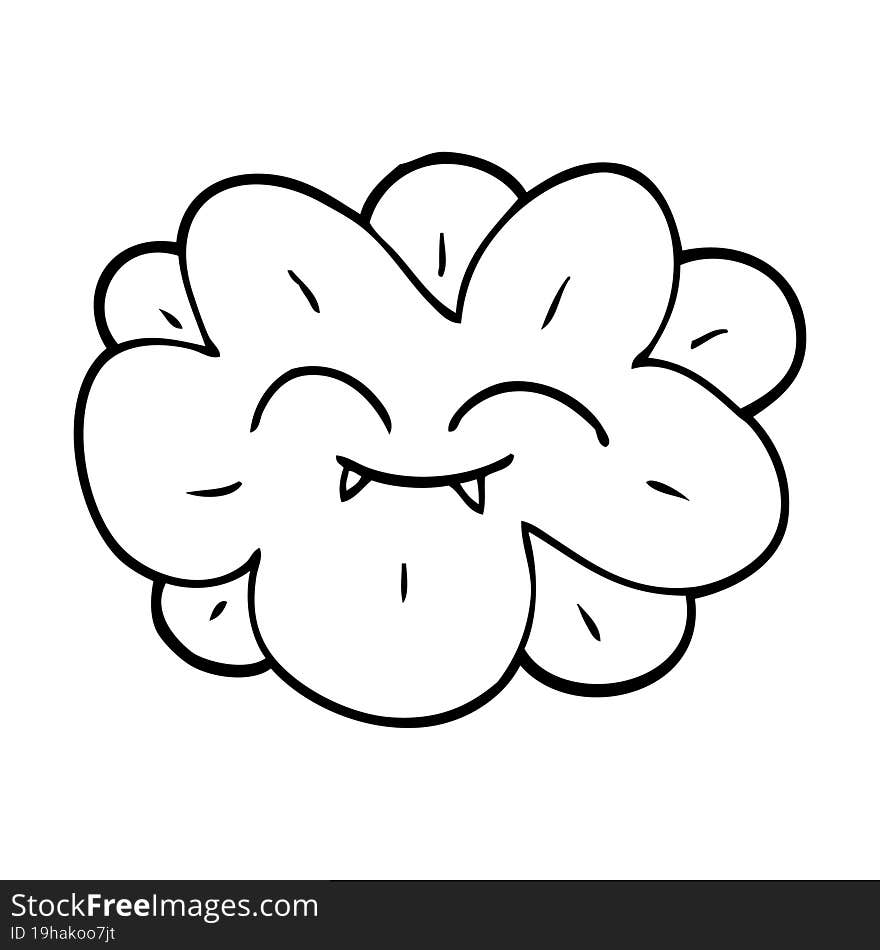 line drawing cartoon flower with fangs