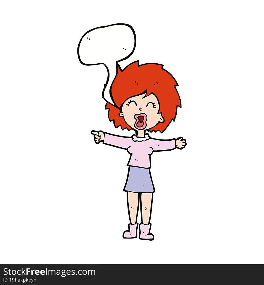 cartoon stressed out woman talking with speech bubble