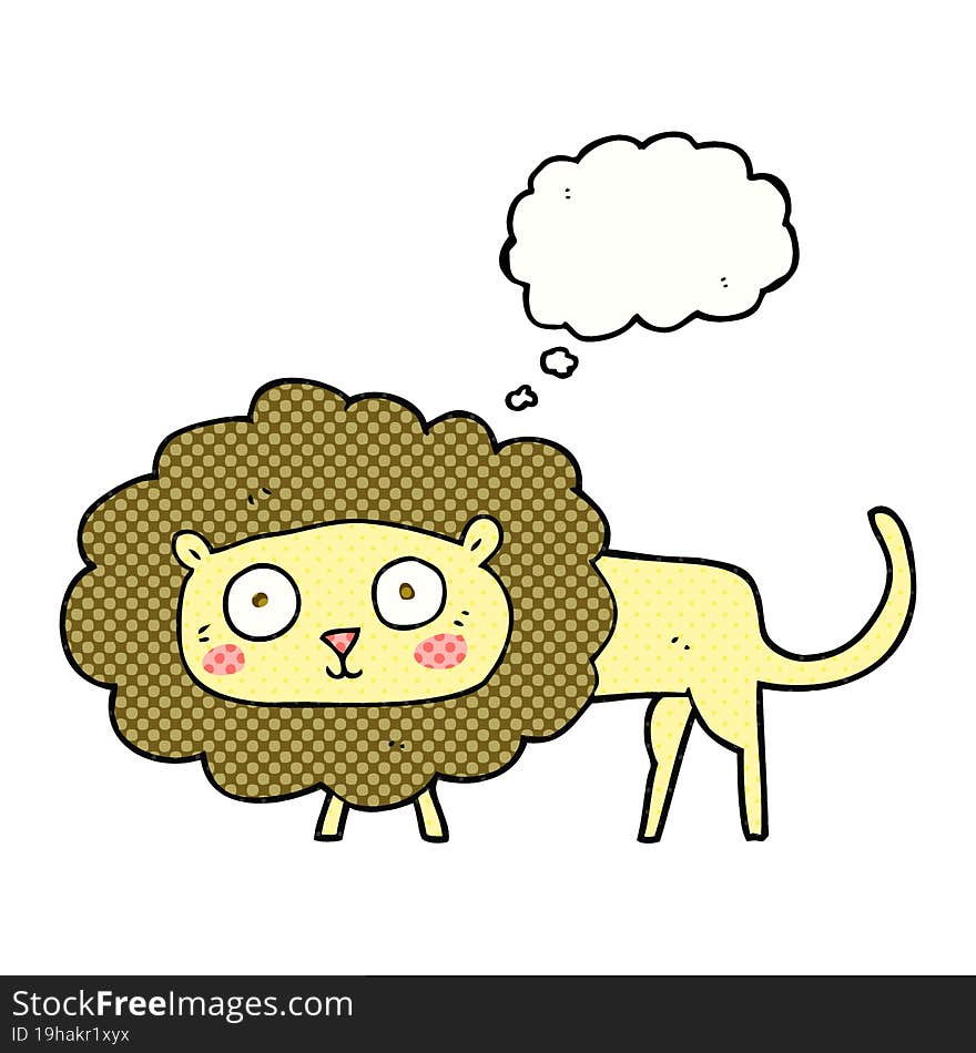 freehand drawn thought bubble cartoon lion