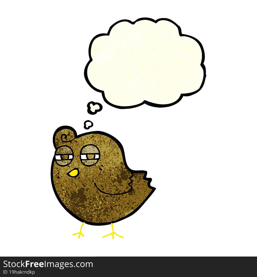 Funny Cartoon Bird With Thought Bubble