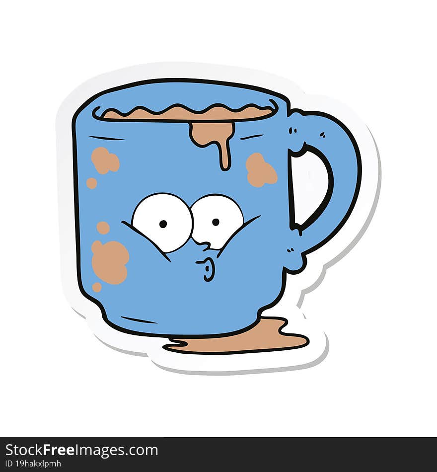 sticker of a cartoon dirty office mug