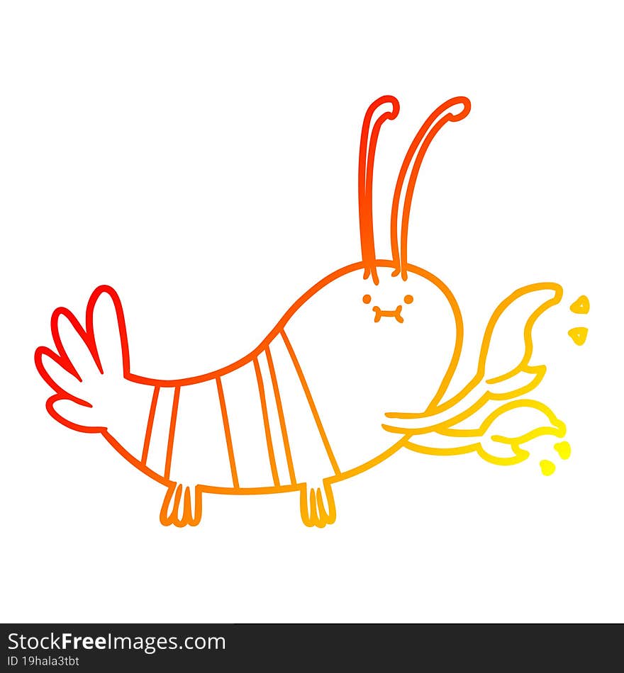 warm gradient line drawing cartoon lobster