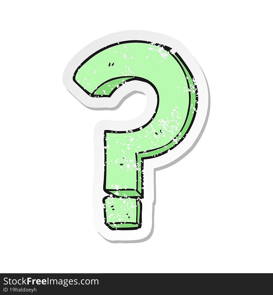 retro distressed sticker of a cartoon question mark