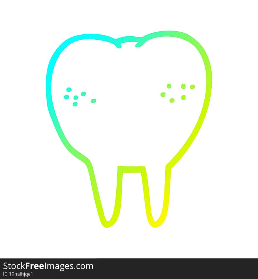 Cold Gradient Line Drawing Cartoon Tooth