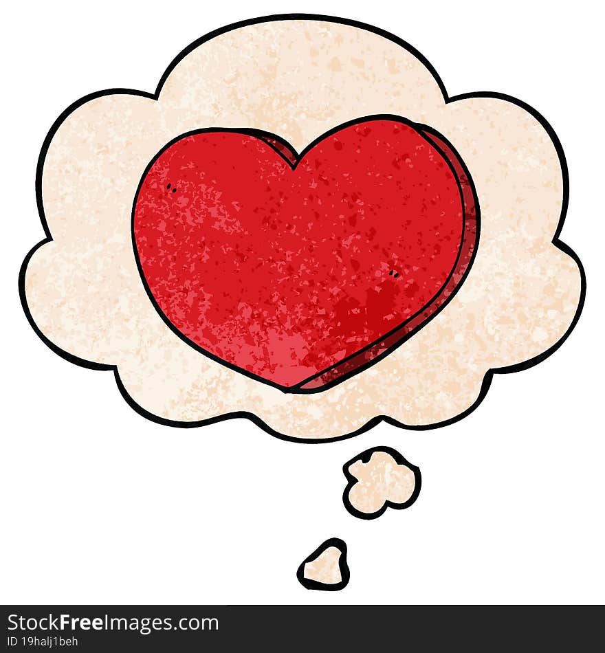 Cartoon Love Heart And Thought Bubble In Grunge Texture Pattern Style