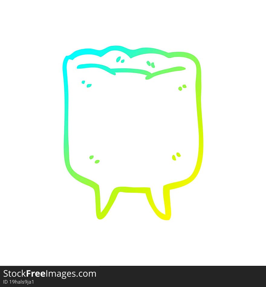 cold gradient line drawing cartoon tooth