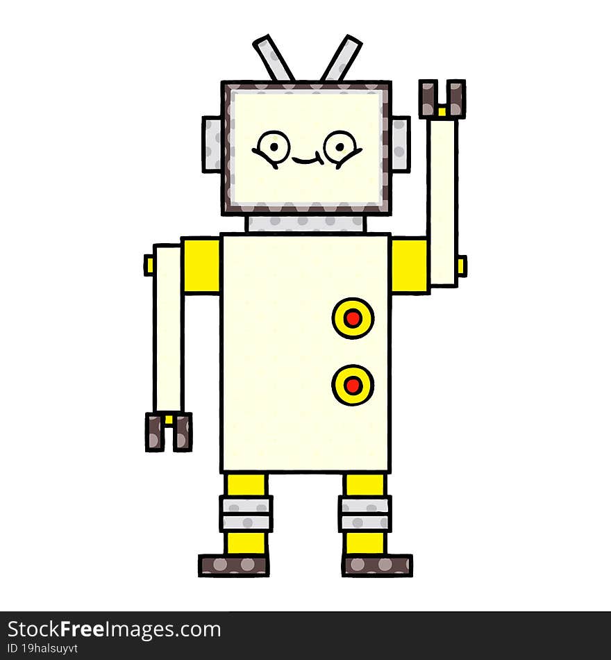 comic book style cartoon of a robot